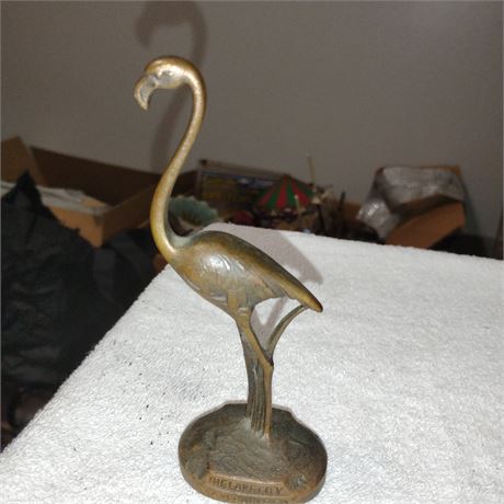 Vintage The Lake City Malleable Company Cleveland Ohio Cast Metal 6" Flamingo