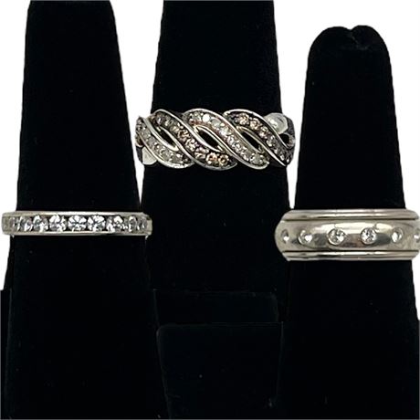 925 Sterling Silver Cubic Zirconia Gold Vermeil, Diamond, & Cubic Zirconia Rings