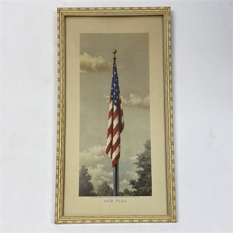 "The Story of Our Flag" Vintage Framed Art Litho - 23" x 12.25"