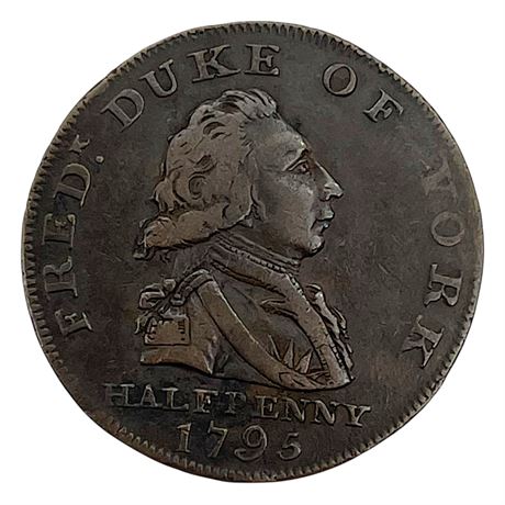 1795 Fred Duke of York London Copper Halfpenny Conder Token