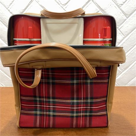 Vtg Thermos Picnic Set in Travel Bag