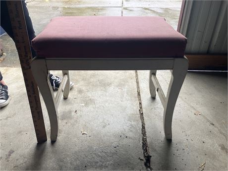 vintage wood vanity stool
