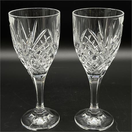 Pair of Shannon Crystal Cut Glass Wine Glasses