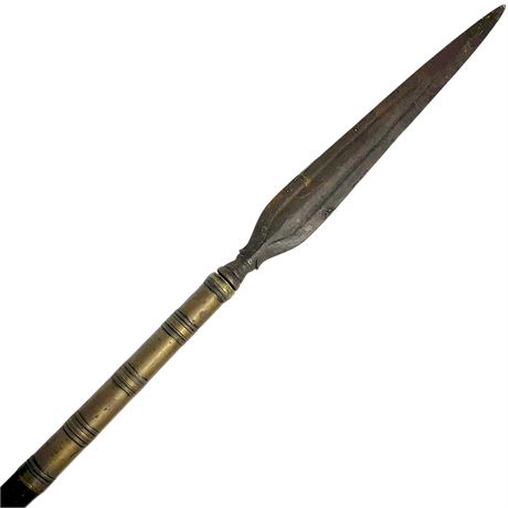 Antique 73 3/4" Philippines Moro Budiak Iron Head Spear