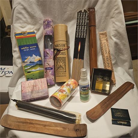 Aromatherapy Oils/Liquids Several packages of incense sticks Matches