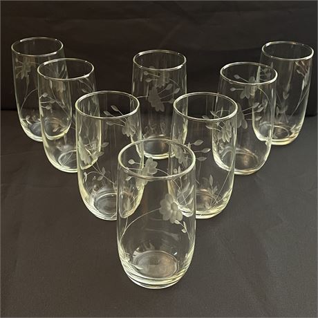 Eight Vtg Princess House Heritage Crystal Water Glasses