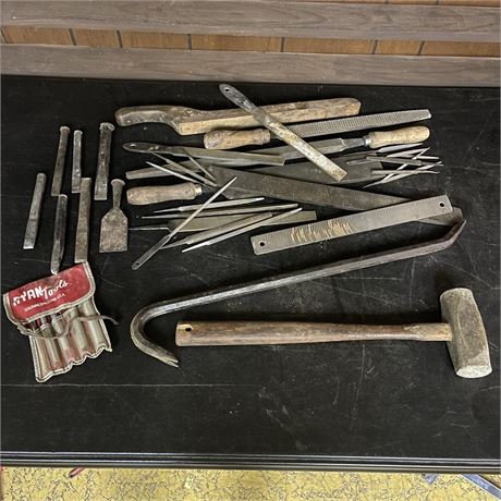 Files, Chisels, Crowbar, and Mallet