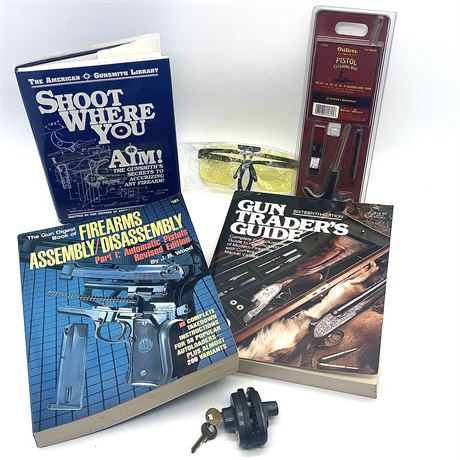 Gun Books with Trigger Lock, Cleaning Kit and Safety Glasses