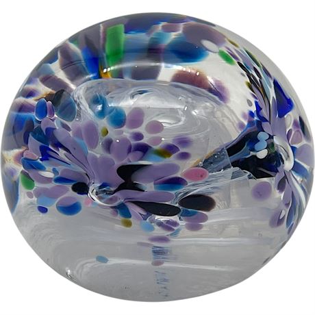 2007 Cath L Tietz Boring Signed Spotted Controlled Bubbles Art Glass Paperweight