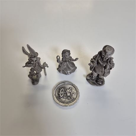 Vtg Pewter Figurine Lot -Disney, Looney Tunes, Emmett Kelly & Little Bo Peep