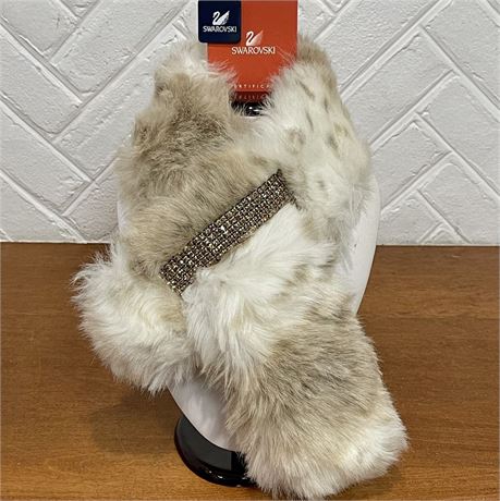 Swarovski Faux Fur Collar w/ Crystal Accents