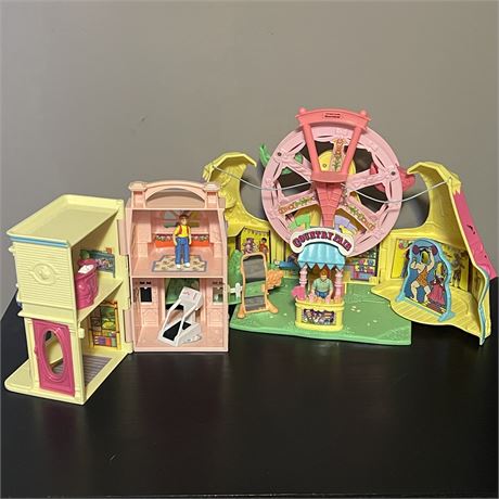 Vtg Fisher Price Sweet Streets Country Fair, Beauty Salon/Pet Shop, & Dolls