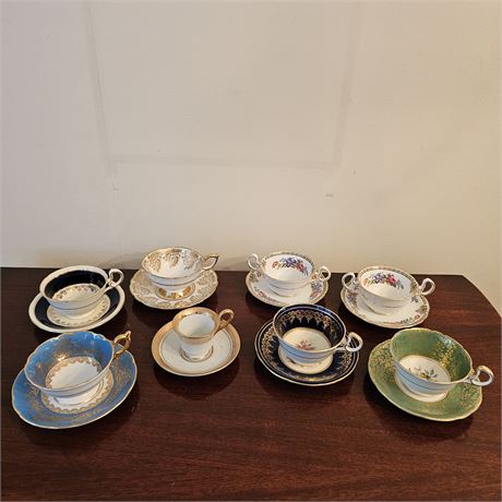 Assorted Bone China Tea Cups & Matching Saucers