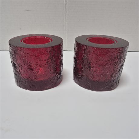 Vintage Ruby Red Candle Holders