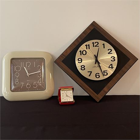 Vintage Wall Clocks and Traveling Alarm Clock
