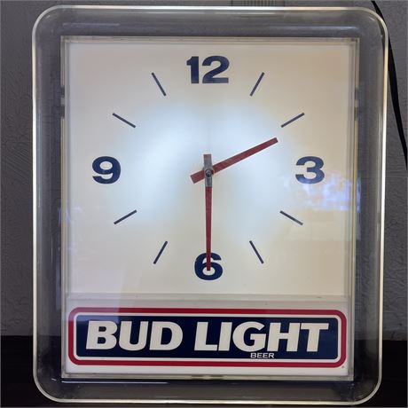 1992 Bud Light Prestige Back Bar Illuminated Clock by Anheuser-Busch