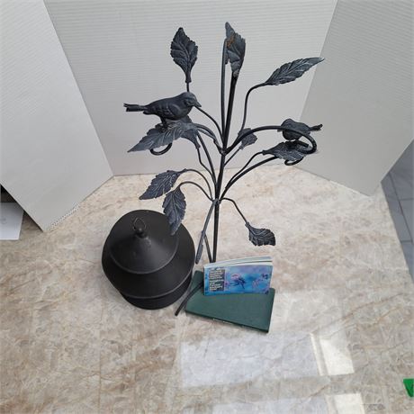 Bird Tree, Candle Lantern, and Audubon books
