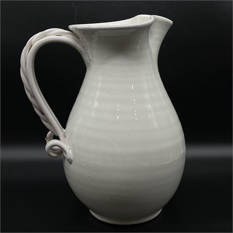 Transitional Italian Large Glaze Pottery Distressed Water Pitcher