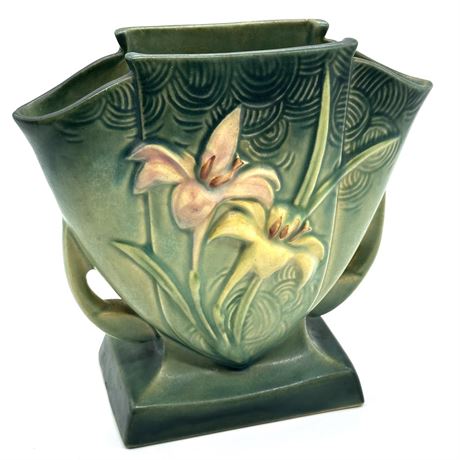Vintage Roseville Pottery Evergreen Zephyrlily Vase