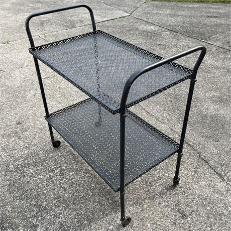 Black Iron Two Tier Rolling Bar Cart