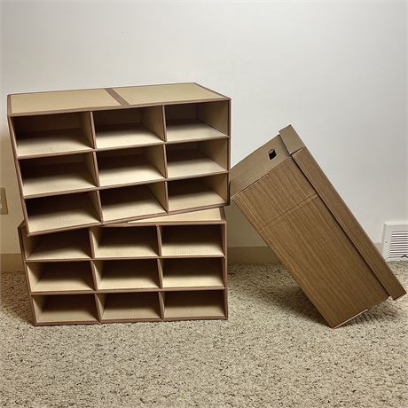 Pair of Midcentury Cardboard Shoe Organizers w/ Storage Box