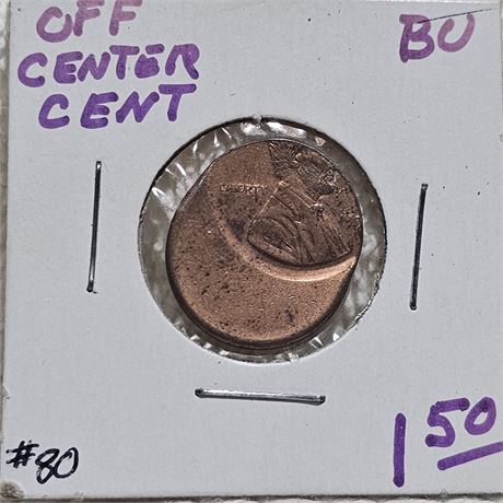 Lincoln Cent,  "off-center strike" error.