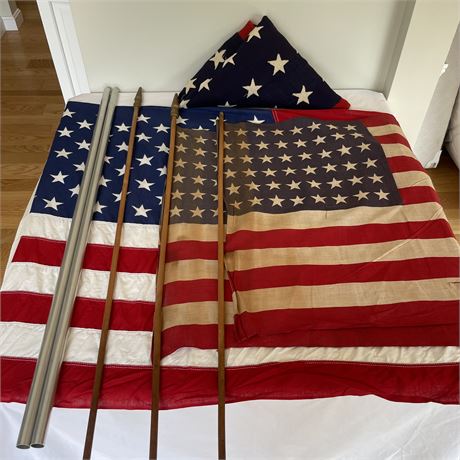 Variety of US American 48 and 50 Star Flags