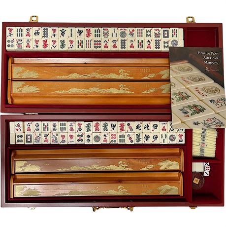 Mahjong Set in Wood Storage Case