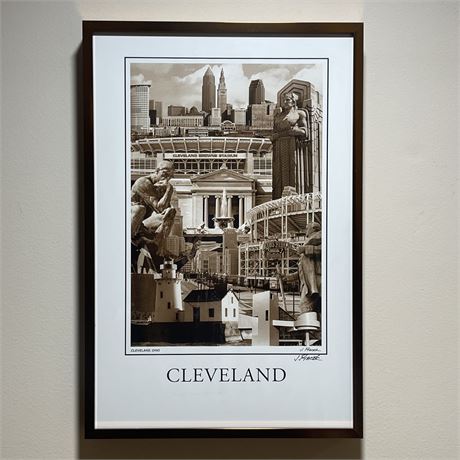 J. Ptacek Hand-Signed Cleveland Framed Print