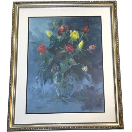 Signed Richard Williams Framed Gilcee Flower Bouquet