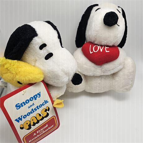 Vintage Snoopy & Snoopy/Woodstock Both w/Tags ~NOS