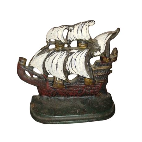 Vintage Cast Iron Nautical Ship Boat Door Stop Stopper 4 1/2” Tall