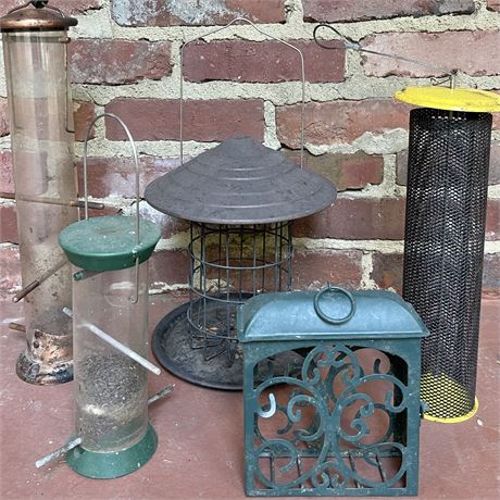 Vtg Hanging Hummingbird & Bird Feeders