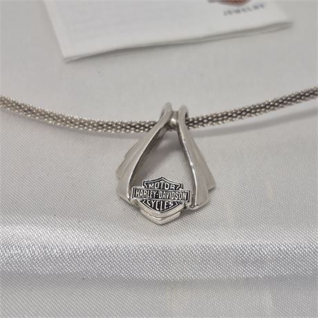 Sterling Winged Logo Harley Davidson Choker Necklace