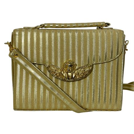 Vtg Tango Shoulder Bag/ Cross Body Purse w/ Gold Cherub Clasp Closure