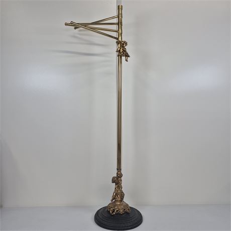 Vtg-Style Polished Brass 4 Arm Towel Holder