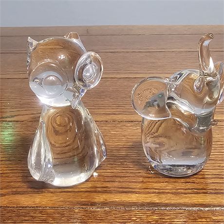 Himark Owl & Elephant Clear Paperweights