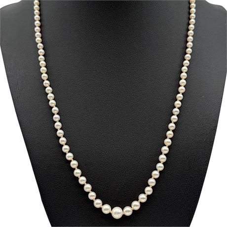 14K White Gold Clasp Natural Pearl Necklace