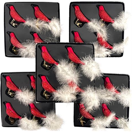(20) Glass Bird Clip-On Ornaments