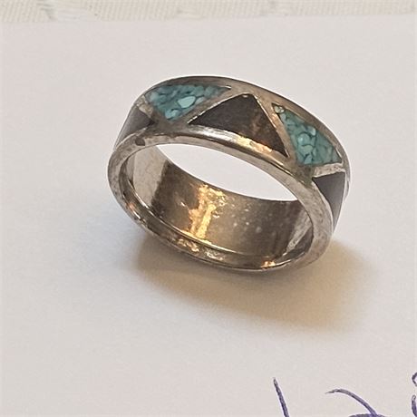 Southwestern Turquoise Inlaid Band/Ring