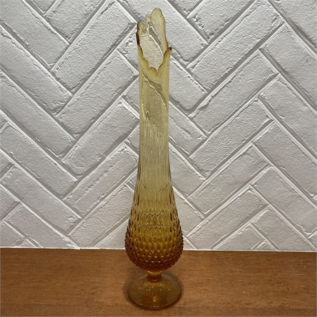 21" Amber Fenton Hobnail Swung Glass Vase