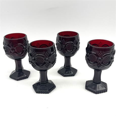 Set of 4 Avon Cape Cod Royal Ruby Red Goblets