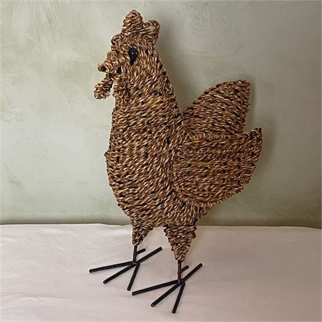 Wicker Wrapped Wire Rooster