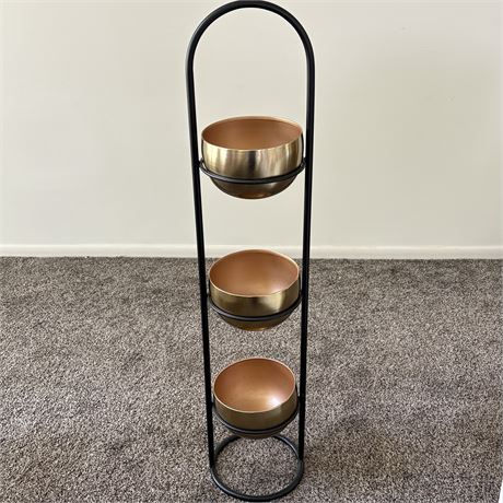 3 Tier Iron Stand with Metal Planters - 2 of 2