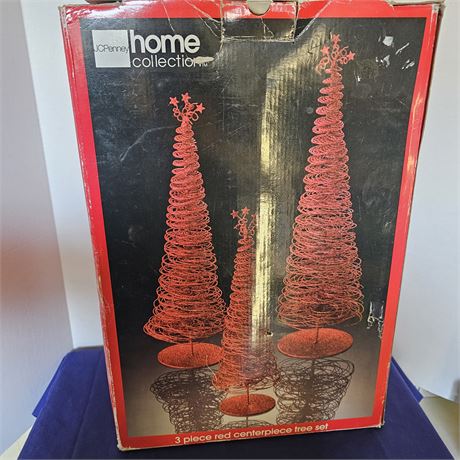 Set of 3 Wire Glittery Tabletop or Mantle Trees Decor