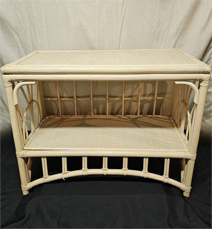 Rattan and Bamboo Tiered Entryway Table
