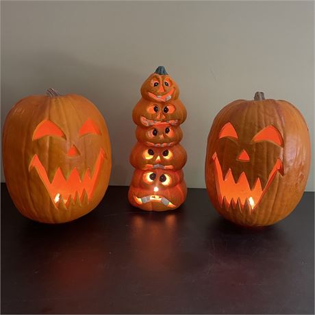 Lighted Pumpkin Trio