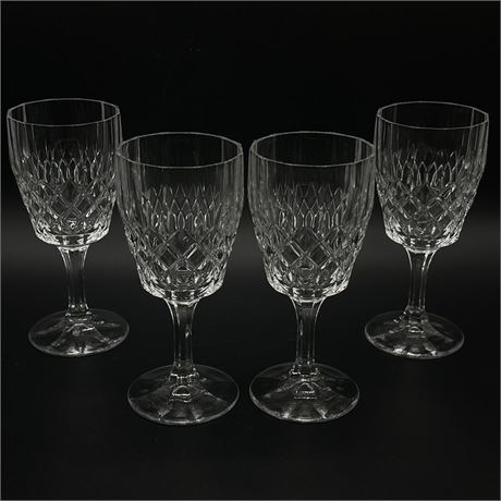 Set of 4 Vintage Cut Crystal Wine Glasses (Makers Mark Unknown)