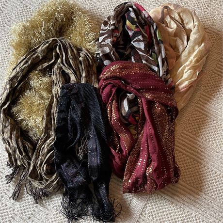Grouping of 6 Fashion Scarves