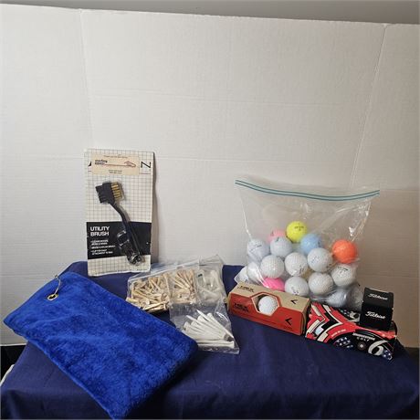 Golf Package-Balls, Tees,Towel & Brush